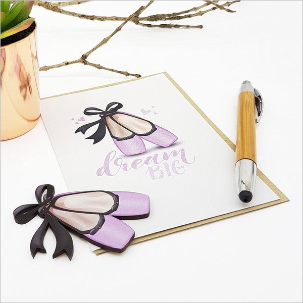 Greeting Card with Embellishment: Dream Big (Ballet Shoes) Carousel 2