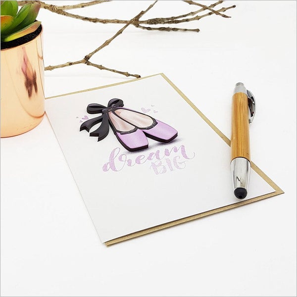 Greeting Card with Embellishment: Dream Big (Ballet Shoes) Carousel 1