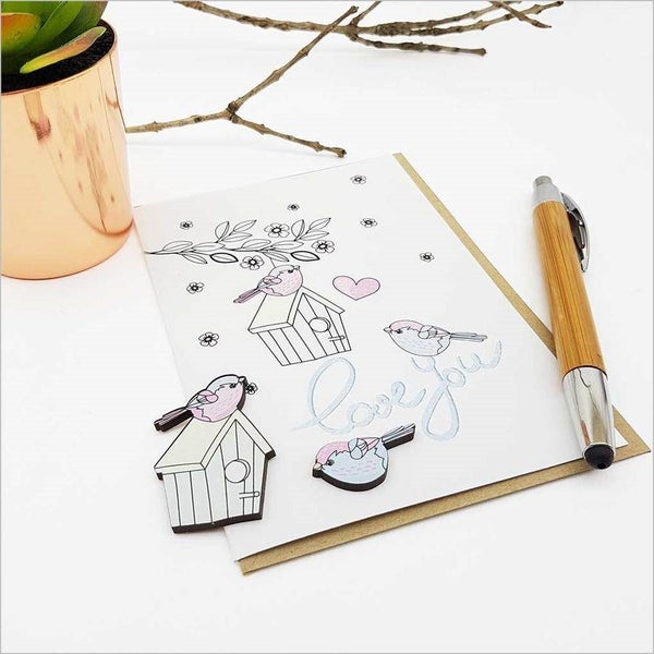 Greeting Card with Embellishment: Love You (Birds) Carousel 2