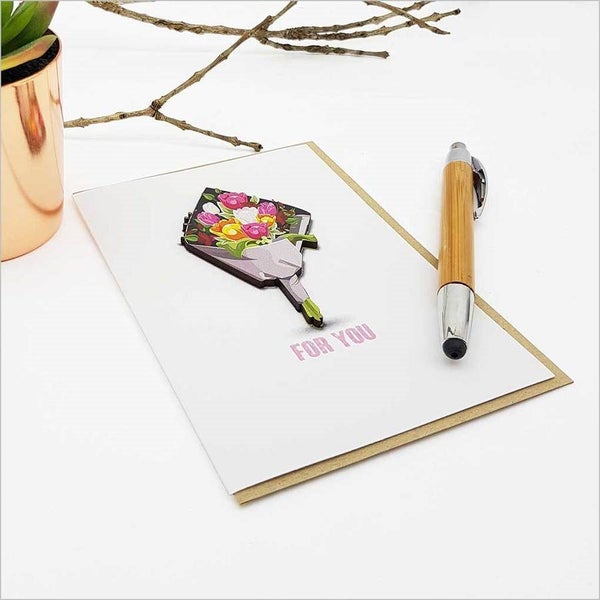 Greeting Card with Embellishment: For You (Tulips Bouquet) Carousel 1