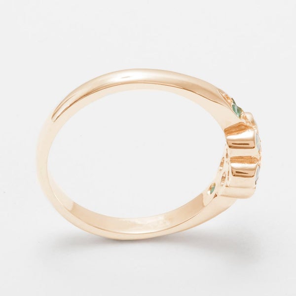 Rose Gold Natural Emerald & Opal Womens Cluster Ring - Full UK Hallmark Carousel 2