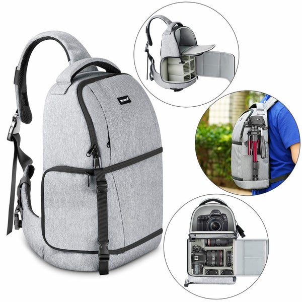 Neewer Sling Camera Bag Case Backpack with Padded Dividers for DSLR Lens - Grey Carousel 1