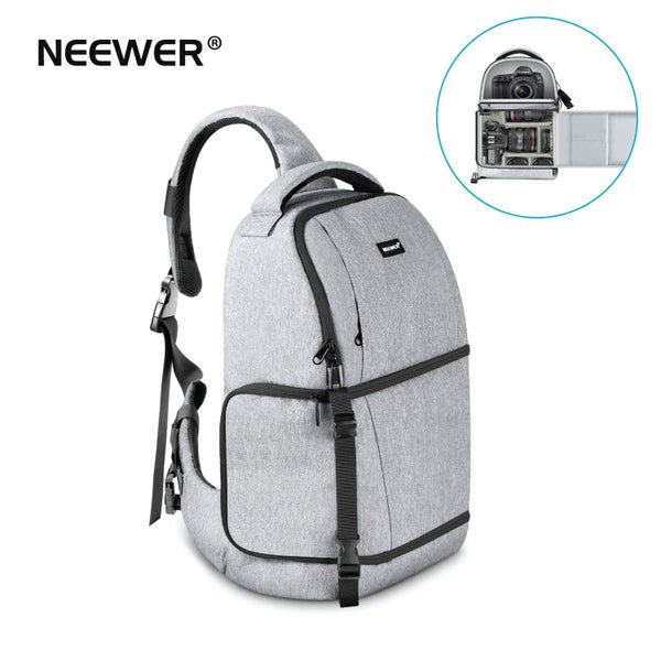 Neewer Sling Camera Bag Case Backpack with Padded Dividers for DSLR Lens - Grey Carousel 8