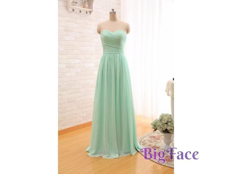 Long Cheap Mint Green Floor Length Chiffon A-Line Bridesmaid Dress Under 50 Carousel 1