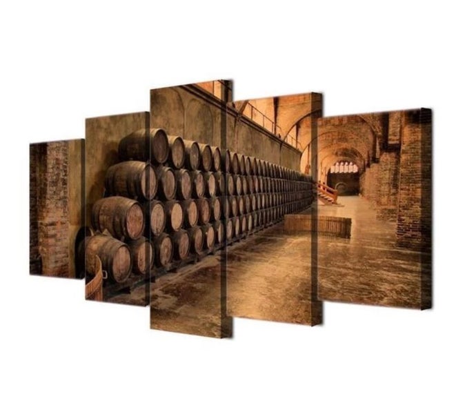 X'MAS SALE FREE SHIPPING - Large 5 Piece Canvas Art Print - Wine Barrels Carousel 2