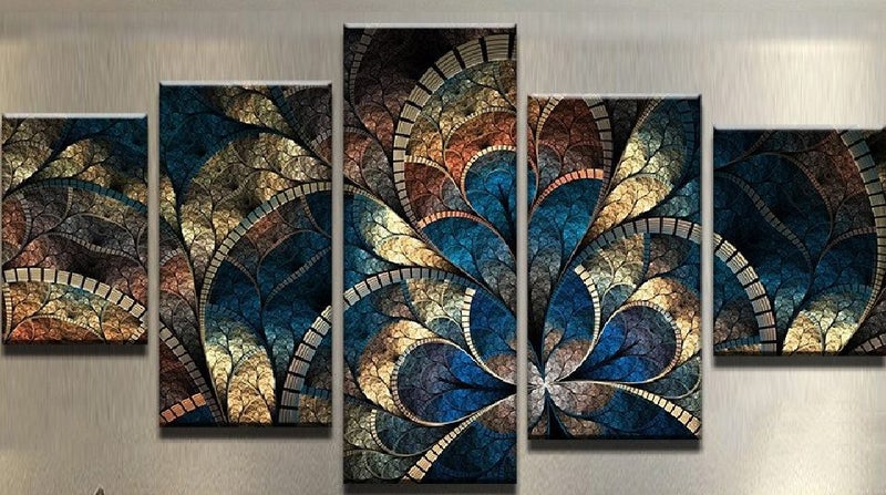 X'MAS SALE FREE SHIPPING - Large 5 Piece Canvas Art Print - ABSTRACT FLOWER Carousel 1