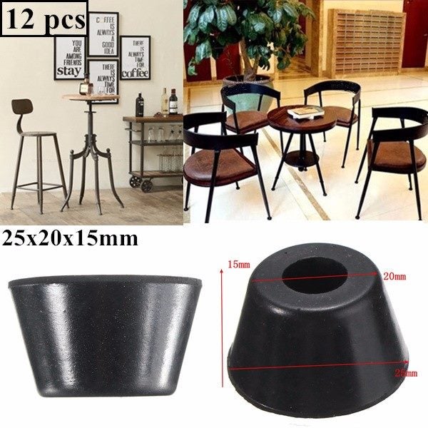 12pcs 25x20x15mm Black Rubber Protector for Chair Leg Table Crutch Feet Stools F Carousel 1