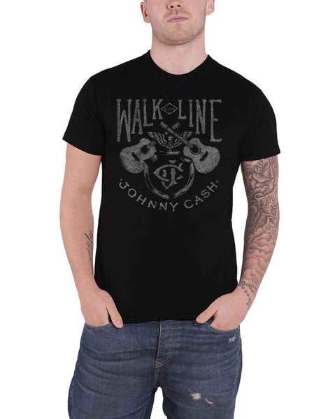 Johnny Cash T Shirt Walk The Line new Official Mens Black Carousel 1