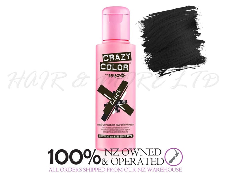 Renbow Crazy Color Semi Permanent Hair Colour - Black 100ml, Brand New!! Carousel 1