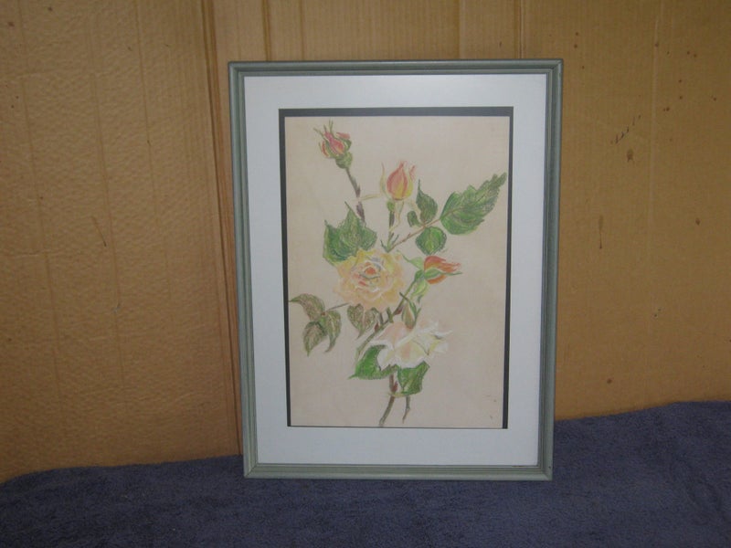 M Weir ' Roses ' Oil Pastels Original Artwork Carousel 2