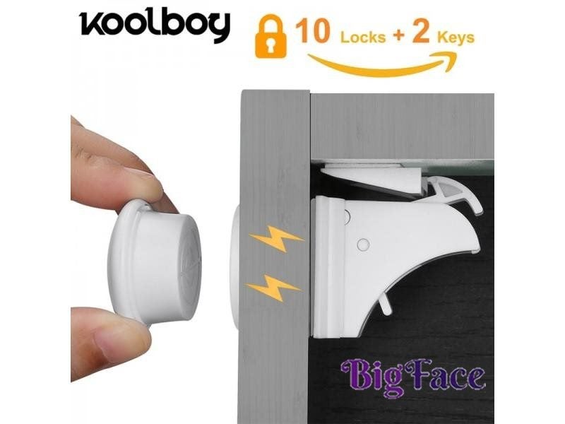 10 Locks 2 Keys Magnetic Cupboard Locks Safety Baby Cabinet Lock Children Carousel 1