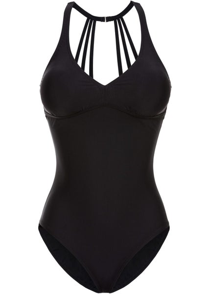 BONPRIX Strappy Back Shaper Swimsuit - Black - Size NZ20W - 960143 Carousel 1