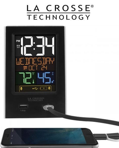 C86224 La Crosse Alarm Clock 2 USB Charging Station Carousel 1