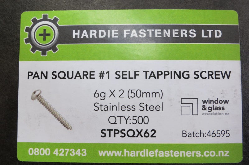 Pan Square #1 Self Tapping Screw 6g x 2 (50mm) Stainless Steel Carousel 1