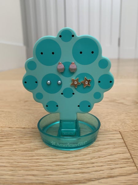 American Girl Doll AQUA EARRING TREE with 3 pairs of earrings ~ choose one tree Carousel 2