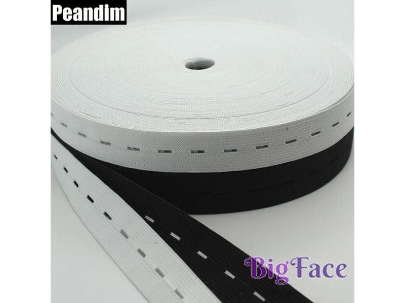 PEANDIM 30M 15mm White Black Sewing Button Hole Knit Elastic Band Carousel 2