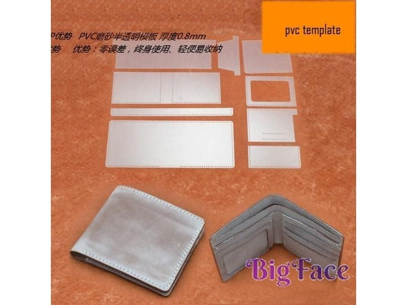 DIY Men Leather Craft Wallet Purse Sewing Pattern PVC Template With Card Holder Carousel 1