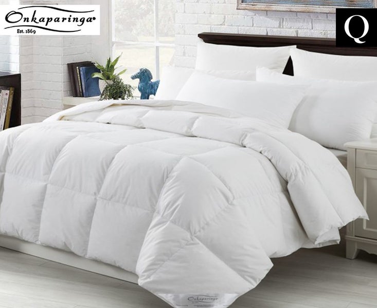Onkaparinga Goose Down Feather Queen Bed Quilt In White Quilt