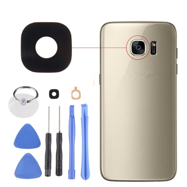 Black Rear Camera Glass Adhesive Lens Cover + Tools for Samsung Galaxy S7 Edge Carousel 1
