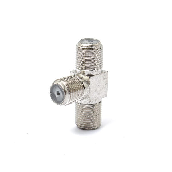 Thread F Socket T Splitter Adaptor Cable TV Aerial Freeview Virgin Media Silver Carousel 6