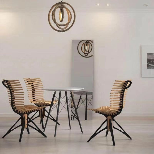 Fish Bone Designed Dining/Study Chair (Oak Furniture Store) Carousel 4