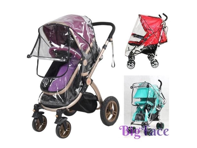 Baby Stroller Rain Cover PVC Universal Wind Dust Shield With Windows For Carousel 1