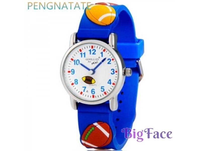 Willis 3D Football Clock Rubber Strap Quartz Primary School Student Child Watch Carousel 1