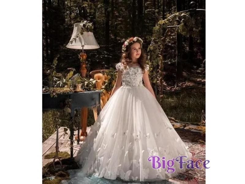 Kids Pageant Evening Gowns Lace Ball Gown Dresses For Weddings First Communion Carousel 1