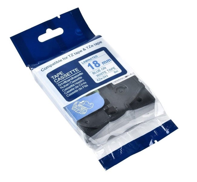 TZe-243 Label Making Tape Blue on white For Brother P-touch labelling machines Carousel 1