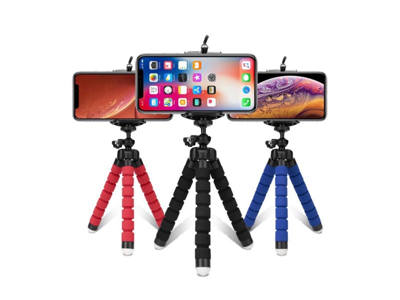 Flexible Phone Tripod + Bluetooth Remote Shutter kit for iPhone, Samsung- Blue63617776078722111