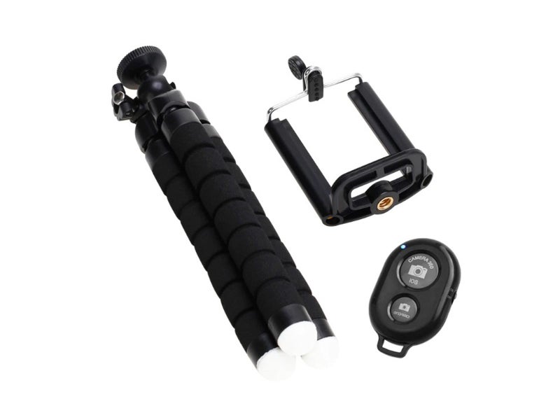 Flexible Phone Tripod + Bluetooth Remote Shutter kit for iPhone, Samsung- Blue63617776078722114