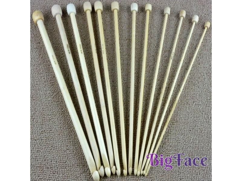 12Size 25CM 3.0MM-10.0MM Bamboo Afghan Tunisian Crochet Hooks Needles Knitting Carousel 1