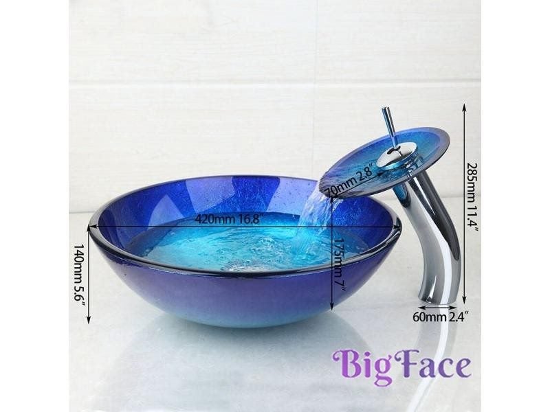 JIENI Blue Chrome Tall Basin Tap Bathroom Sink Tap Set Carousel 1