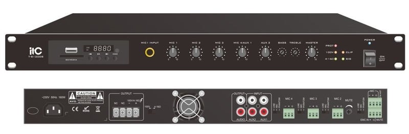 100v/ 500w Mixer Amplifier, 4 Mic, 2 Aux, MP3, AM/FM, BlueTooth Carousel 1