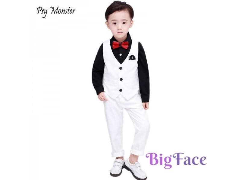 Boys Formal Tuxedo Vest Pants 2pcs Prince Costume For Birthday Gift Carousel 2
