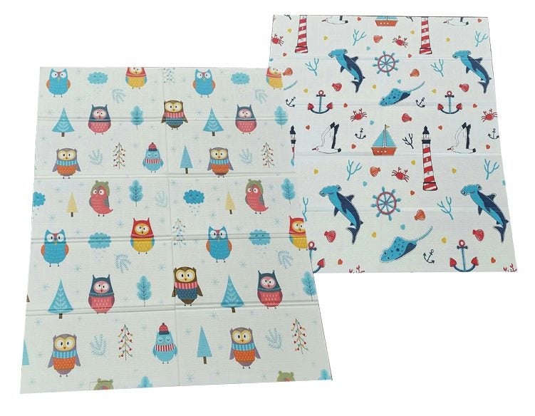 Double Sided Folded Ocean & Owl Play Mat Carousel 1