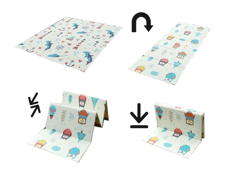 Double Sided Folded Ocean & Owl Play Mat Carousel 3