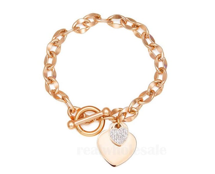 Rose Gold Heart Stainless Steel Bracelet Carousel 1
