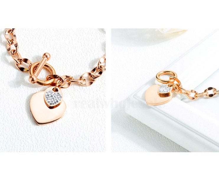 Rose Gold Heart Stainless Steel Bracelet Carousel 2