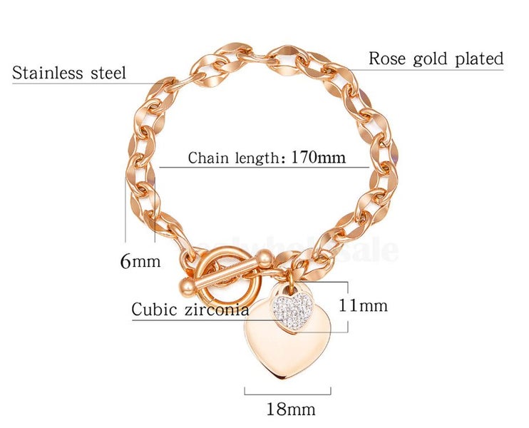 Rose Gold Heart Stainless Steel Bracelet Carousel 3