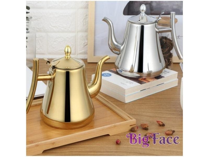 Fashion Gold And Silver Color Tea Pot With Filter Type Hotel Tea Kettle 304 Carousel 1