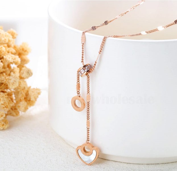 Stainless steel Necklace e Rose Gold Plated Heart Pendant Necklace Carousel 1