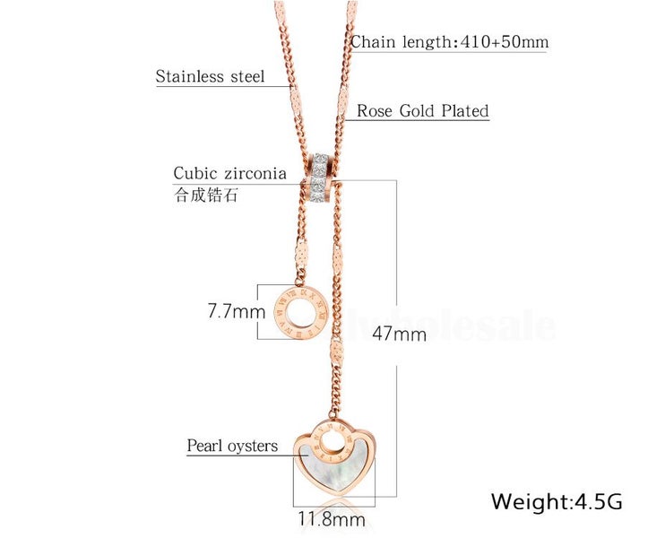 Stainless steel Necklace e Rose Gold Plated Heart Pendant Necklace Carousel 2