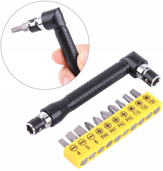 10Pcs Right Angle/L-shaped Extension Handle Hex Socket Wrench Bits Kit Carousel 2