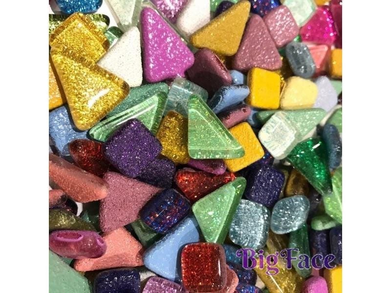 120g 70pcs Colorful Glitter Shiny Craft Material Glass Mosaic Tiles Bulk For Carousel 1