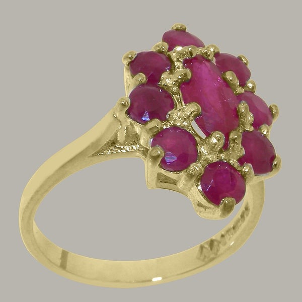 Gold Natural Ruby Womens Cluster Ring - Full 9ct UK Hallmark Carousel 1