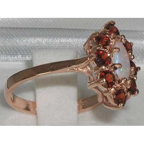 Rose Gold Natural Opal & Garnet Womens Cluster Ring - Full 9ct UK Hallmark Carousel 2