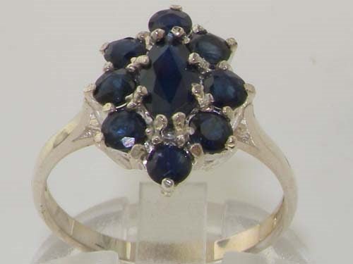 Sterling Silver Natural Sapphire Womens Cluster Ring - Full 925 UK Hallmark Carousel 1
