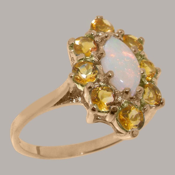 Rose Gold Natural Opal & Citrine Womens Cluster Ring - Full 9ct UK Hallmark Carousel 1