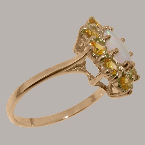 Rose Gold Natural Opal & Citrine Womens Cluster Ring - Full 9ct UK Hallmark Carousel 2